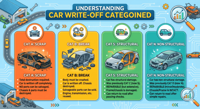 Car write-off categories explained: A, B, S and N categories for written-off vehicles in the UK